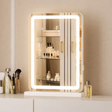 LIFERECORD Lighted Makeup Mirror, Vanity Mirror with LED, 3 Lighting Modes, Dimmable Touch Control, USB Charging Port for Desk, Dorm, Bedroom
