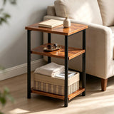 3-Tier End Table, Side Table with Open Shelves, Bedside Table for LivingRoom Bedroom Bathroom, Easy Assembly, Brown