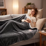 LIFERECORD Heated Blanket, Heating Electric Blanket with 10 Heat Levels, Machine Washable Winter Warmer with Over-Heat Protection, ETL Certificated, Grey