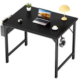 LIFERECORD Computer Desk 31 Inch Simple Farmhouse Table With Storage Bag & Headphone Hooks Black