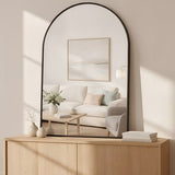 LIFERECORD 30"x38" Arched Bathroom Mirror, Wall Mounted Vanity Mirror with Metal Frame for Bedroom, Entryway, Living Room, Black