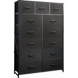 ACCVER 13-Drawer Fabric Dresser with Wood Top & Metal Frame, Closet and Chest for Bedroom, Clothes Storage Organizer, for Living Room, Apartment,Black