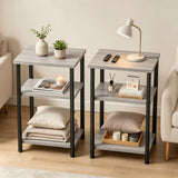 3-Tier End Table, Side Table with Open Shelves, Bedside Table for LivingRoom Bedroom Bathroom, Easy Assembly, Brown