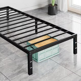 ACCVER Twin Size Bed Frame - 14in Heavy-Duty Steel Platform, Ample Under-Bed Storage Space, No Box Spring Needed, Sturdy Metal Slat Support