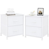 LIFERECORD Set of 2 Nightstands with Storage Drawers | 20" Tall Bedside Table with Wood Top & Fabric Cabinet for Bedroom, Dorm, Living Room