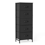 ACCVER Dresser for Bedroom 5 Storage drawer, Fabric Closet Chests Organizer Tower with Wooden Top Metal Frame for Living Room Hallway Entryway, Black