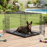 LIFERECORD 48in Extra Large Foldable Metal Dog Crate with Double Doors, Kennel with Divider Panel, Safe for Puppy Training, Home & Travel