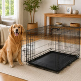 LIFERECORD Foldable Metal Dog Crate with Single Doors, Kennel with Divider Panel, Safe for Puppy Training, Home & Travel