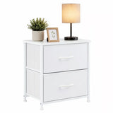 ACCVER Nightstand with 2 Fabric Drawers, Small Dresser, Side Table, End Table, Bedside Table, Night Stands, Small Nightstand, Bedroom, White