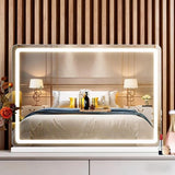 LIFERECORD Lighted Makeup Mirror, Vanity Mirror with LED, 3 Lighting Modes, Dimmable Touch Control, USB Charging Port for Desk, Dorm, Bedroom