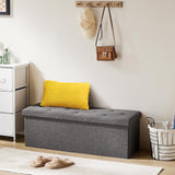 ACCVER 43" Storage Ottoman Bench - Foldable Ottoman Upholstered Entryway Bench, 660lbs Large End of Bed Bench with Storage Chest for Bedroom, Living Room, Dark Grey