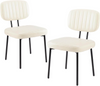 IULULU 2-Piece Mid-Century Modern Upholstered Chairs, Faux Leather Seat & Metal Legs, for Kitchen/Dining/Living Room