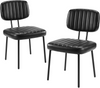 IULULU 2-Piece Mid-Century Modern Upholstered Chairs, Faux Leather Seat & Metal Legs, for Kitchen/Dining/Living Room