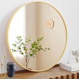 IULULU Round Mirror, Aluminum Frame Wall Mirror for Home