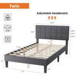 IULULU Bed Frame, Linen Upholstered Platform Bed with Headboard, No Box Spring Needed with 800LBS Solid Wooden Slats Support, No-Noise, Easy Assembly