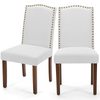 IULULU 2-Piece Modern Leather Dining Chairs with Nailhead Trim & Wood Legs, Mid-Century Style for Dining Room, Living Room & Kitchen