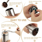 Atilioo Manual Coffee Grinder, Portable Hand Crank Coffee Bean Mill with Ceramic Burr, Fine Coarse Adjustable, Stainless Steel Body- for Home, Travel, Camping