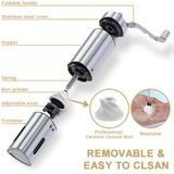 Atilioo Manual Coffee Grinder, Portable Hand Crank Coffee Bean Mill with Ceramic Burr, Fine Coarse Adjustable, Stainless Steel Body- for Home, Travel, Camping