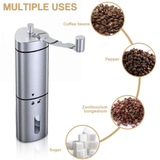 Atilioo Manual Coffee Grinder, Portable Hand Crank Coffee Bean Mill with Ceramic Burr, Fine Coarse Adjustable, Stainless Steel Body- for Home, Travel, Camping