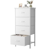 Atilioo Fabric Dresser Nightstand with 4 Drawer for Bedroom, Storage Organizer Unit, Chest of Drawers for Small Spaces, White