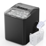 Buteny Countertop Ice Maker, Portable Ice Machine Self-Cleaning, 9 Cubes in 6 Mins, 26 lbs/24Hrs, 2 Sizes of Bullet Ice for Home Party Office,Elegant Black