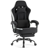 Atilioo Gaming Chair, Ergonomic Computer Office Chair with Pocket Spring Cushion, Footrest and Headrest, Adjustable Swivel Task Chair with Lumbar Support & Linkage Armrests, Green