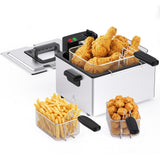 Atilioo 3L Electric Deep Fryer, 1500W Stainless Steel Oil Fryer with Removable Dishwasher Safe Basket & 4 Temp Control for Home use, Silver