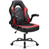 Atilioo Gaming Chair, Ergonomic Home Office Desk Chair with Lumbar Support, Adjustable Swivel Video Game Chair with Flip-up Armrest, PU Leather, Gray