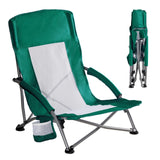 Atilioo Low Camping Chair, Folding Portable Beach Chair with Cup Holder & Sidebag for Outdoor Concert, Party, Picnic, Black