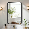 IULULU Bathroom Mirror, Black Metal Frame, Anti-Rust, Tempered Glass, Hanging Options