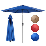 Atilioo 9 FT Patio Umbrella, Outdoor Table Market Umbrella with Tilt and Crank Button for Poolside Terrace Beach, 8 Sturdy Rids, Blue