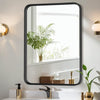 IULULU Bathroom Mirror, Black Metal Frame, Anti-Rust, Tempered Glass, Hanging Options
