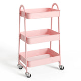 Atilioo 4 Tier Rolling Cart with Wheels, Full Metal Rolling Utility Cart, Storage Shelf Cart for Living Room, Office, Bathroom, Gray
