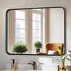 IULULU Bathroom Mirror, Black Metal Frame, Anti-Rust, Tempered Glass, Hanging Options
