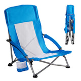 Atilioo Low Camping Chair, Folding Portable Beach Chair with Cup Holder & Sidebag for Outdoor Concert, Party, Picnic, Black