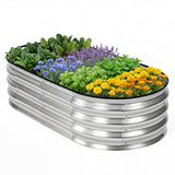 Atilioo 4x2x1ft Raised Garden Bed, Outdoor Oval Metal Planter Box for Vegetables Flowers Herbs, Galvanized Rot-Resistant Non Toxic Material, Silver