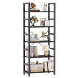 5 Tier Bookcase, Sturdy Bookshelf, Wood Metal Storage Organizer for Living Room, Bedroom, Home Office, Easy to Assemble, Black
