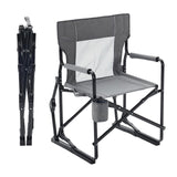 Atilioo Folding Camping Chair, Heavy Duty Rocking Chair with Cup Holder for Patio Leisure, Backyard, Fishing, Black