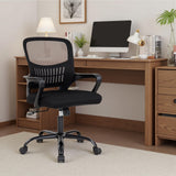 Atilioo Ergonomic Office Chair with Lumbar Support, Adjustable Mesh Computer Desk Chair Mid Back Swivel with Armrests, Black
