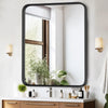 IULULU Bathroom Mirror, Black Metal Frame, Anti-Rust, Tempered Glass, Hanging Options
