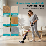 Atilioo 10-in-1 Steam Mop, Multi-Function Floor Steam Cleaner with Detachable Handheld for Carpet, Tile, Hardwood, Pink