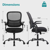 Atilioo Home Office Chair, Ergonomic Computer Desk Mesh Chair with Lumbar Support, Adjustable Swivel Mid-Back Chair with Flip-up Arms, Black