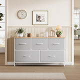 Atilioo Fabric Dresser with 5 Drawers, Clothes Storage Organizer Unit, Chest of Drawers for Bedroom Living Room, Pink