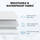 IULULU Mattress Protector, 100% Waterproof Mattress Cover Skin-Friendly, Soft Mattress Pad Stretch to 21" Fitted Deep Pocket, Bed Cover Breathable 3D Air Fabric