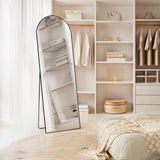 IULULU Full-Length Wall Mirror, Shatter-Proof Glass, Floor/Hanging/Leaning, Aluminum Frame for Bedroom/Cloakroom