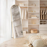 IULULU Full-Length Wall Mirror, Shatter-Proof Glass, Floor/Hanging/Leaning, Aluminum Frame for Bedroom/Cloakroom