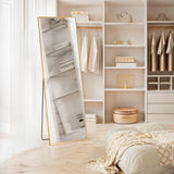 IULULU Full-Length Wall Mirror, Shatter-Proof Glass, Floor/Hanging/Leaning, Aluminum Frame for Bedroom/Cloakroom