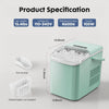 Buteny Countertop Ice Maker Machine, Portable Self-Cleaning Ice Machine with Ice Scoop, Basket and Handle, 9 Cubes in 6 Mins, 26.5lbs/24Hrs, 2 Sizes of Bullet Ice for Home Kitchen, Green