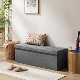 Atilioo 43 Inch Folding Storage Ottoman Bench, 3 in 1 Ottoman with Storage, Padded Seat, Foot Rest Stool, Storage Chest for End of Bed, Living Room, Bedroom, Entryway, Load 660 lbs, Gray