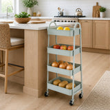 Atilioo 4 Tier Rolling Cart with Wheels, Full Metal Rolling Utility Cart, Storage Shelf Cart for Living Room, Office, Bathroom, Gray